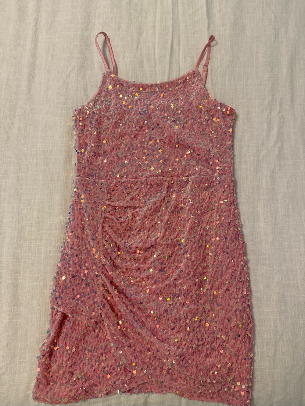 Zunie Pink Sequin Spaghetti-Strap Formal Dress